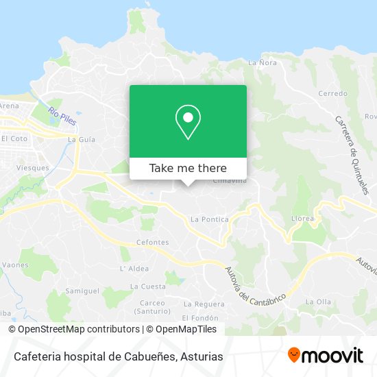 Cafeteria hospital de Cabueñes map