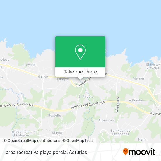 mapa area recreativa playa porcia