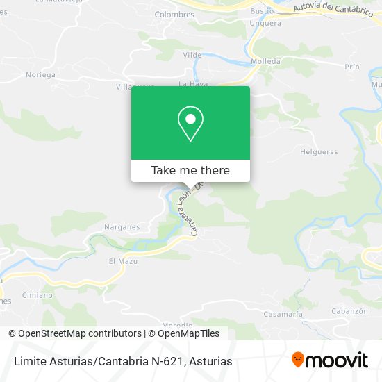 Limite Asturias / Cantabria N-621 map