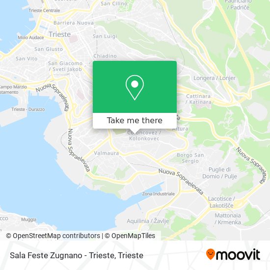 Sala Feste Zugnano - Trieste map