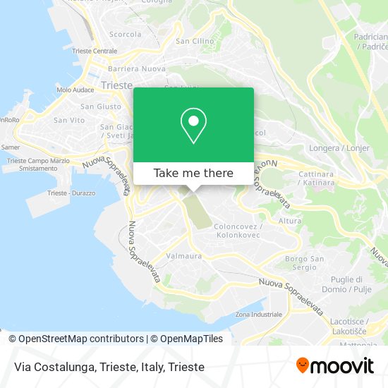 Via Costalunga, Trieste, Italy map