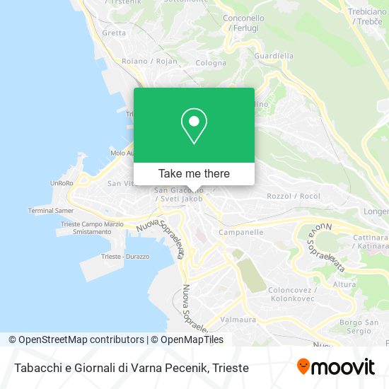 Tabacchi e Giornali di Varna Pecenik map