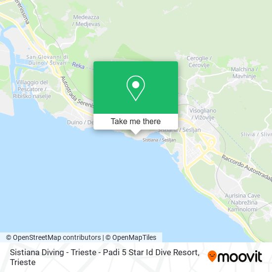 Sistiana Diving - Trieste - Padi 5 Star Id Dive Resort map