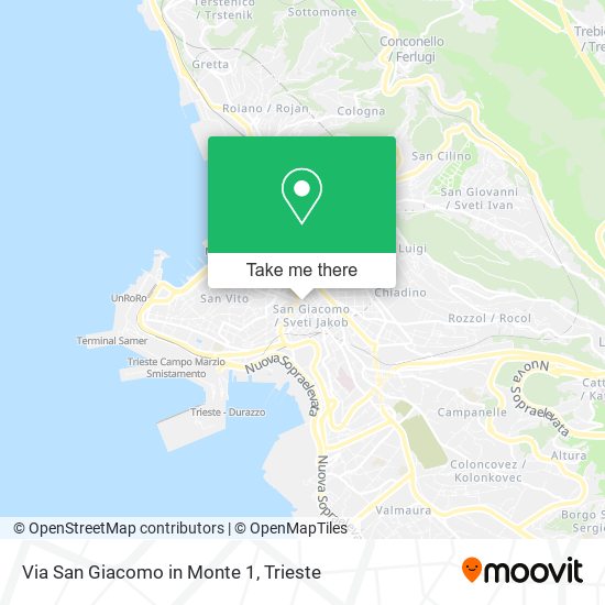 Via San Giacomo in Monte  1 map