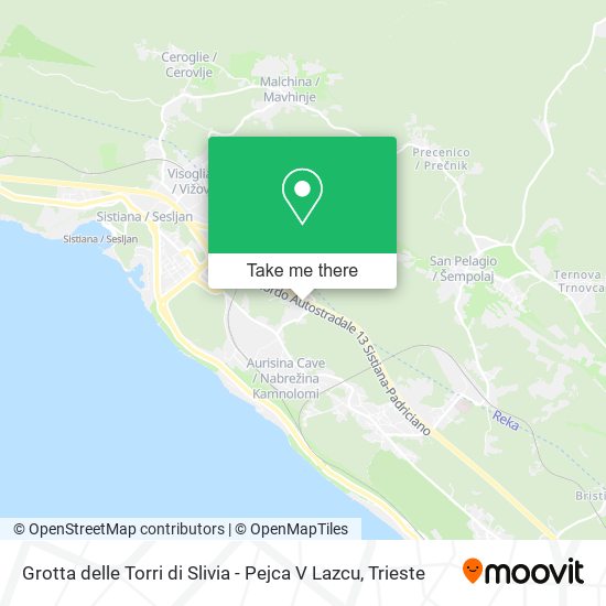 Grotta delle Torri di Slivia - Pejca V Lazcu map