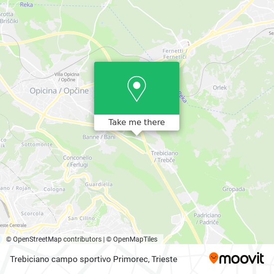 Trebiciano campo sportivo Primorec map