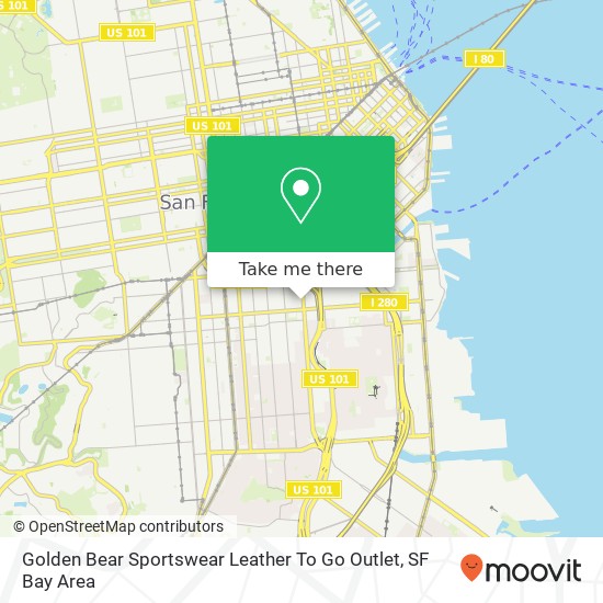 Mapa de Golden Bear Sportswear Leather To Go Outlet