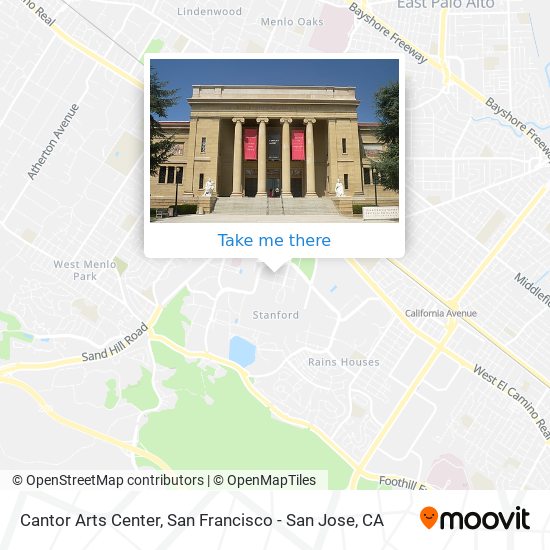 How to get to Stanford Shopping Center in Palo Alto by Bus or Train?