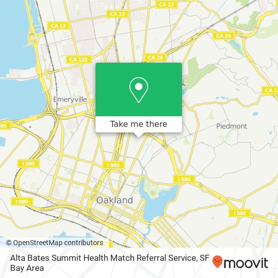 Mapa de Alta Bates Summit Health Match Referral Service