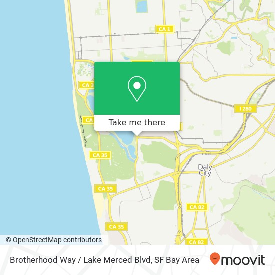 Brotherhood Way / Lake Merced Blvd map