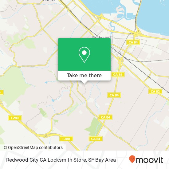Mapa de Redwood City CA Locksmith Store