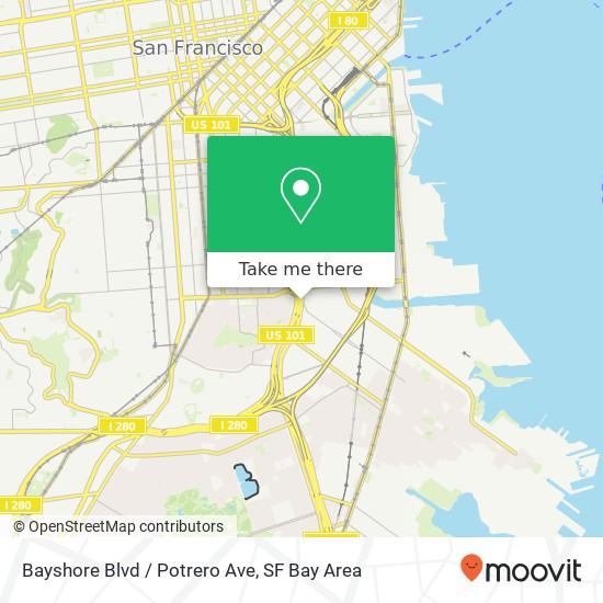 Bayshore Blvd / Potrero Ave map