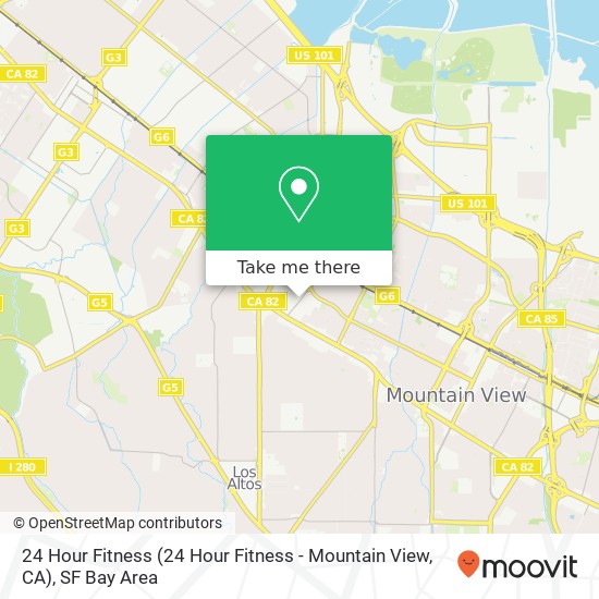 24 Hour Fitness (24 Hour Fitness - Mountain View, CA) map