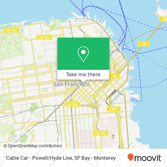 Mapa de Cable Car - Powell/Hyde Line