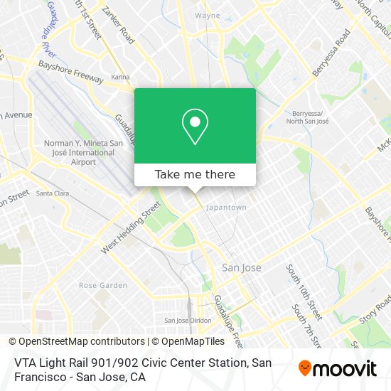 Mapa de VTA Light Rail 901 / 902 Civic Center Station