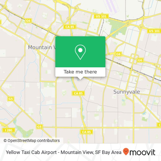 Yellow Taxi Cab Airport - Mountain View map