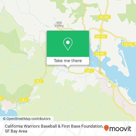 Mapa de California Warriors Baseball & First Base Foundation