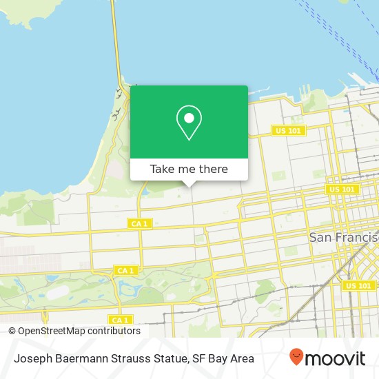 Joseph Baermann Strauss Statue map