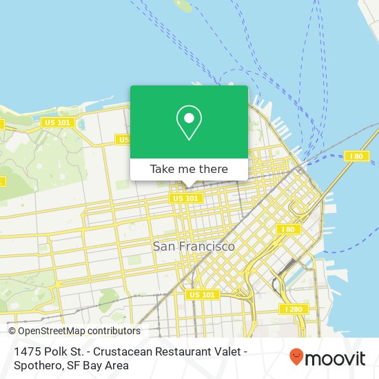 Mapa de 1475 Polk St. - Crustacean Restaurant Valet - Spothero