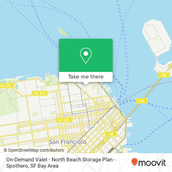 Mapa de On-Demand Valet - North Beach Storage Plan - Spothero