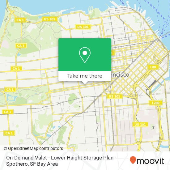 On-Demand Valet - Lower Haight Storage Plan - Spothero map