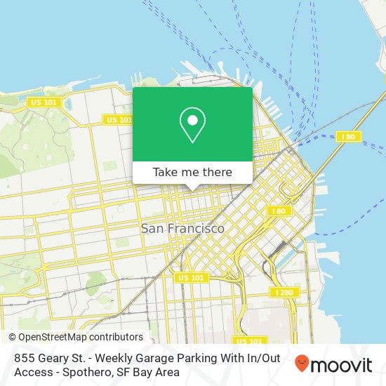 855 Geary St. - Weekly Garage Parking With In / Out Access - Spothero map