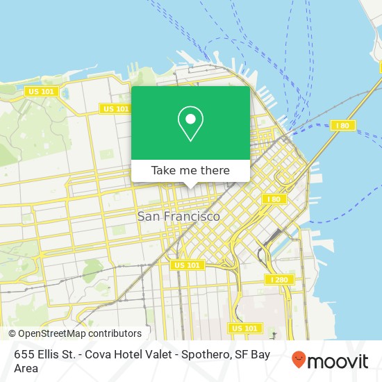 Mapa de 655 Ellis St. - Cova Hotel Valet - Spothero