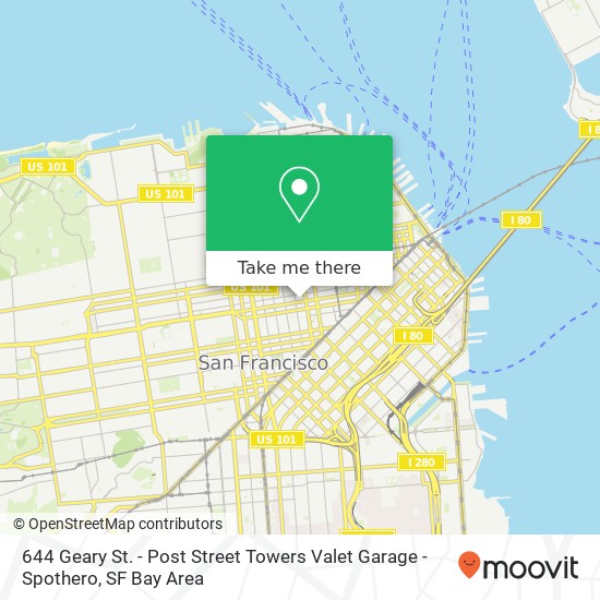 644 Geary St. - Post Street Towers Valet Garage - Spothero map