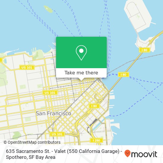 Mapa de 635 Sacramento St. - Valet (550 California Garage) - Spothero