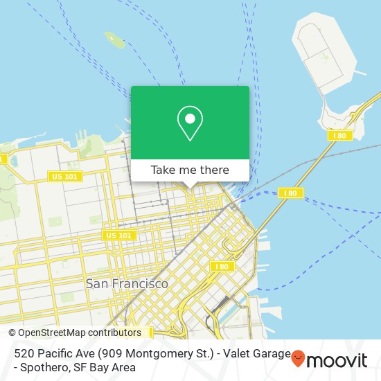 Mapa de 520 Pacific Ave (909 Montgomery St.) - Valet Garage - Spothero