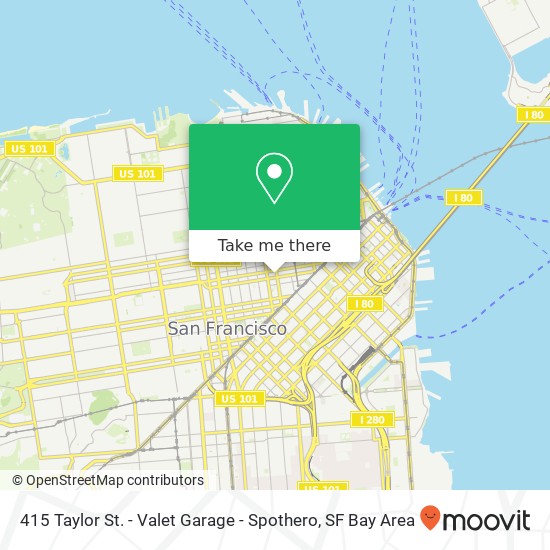 Mapa de 415 Taylor St. - Valet Garage - Spothero