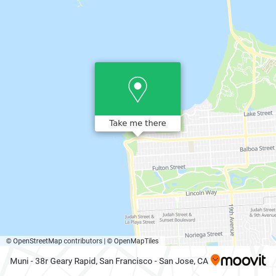 Muni - 38r Geary Rapid map