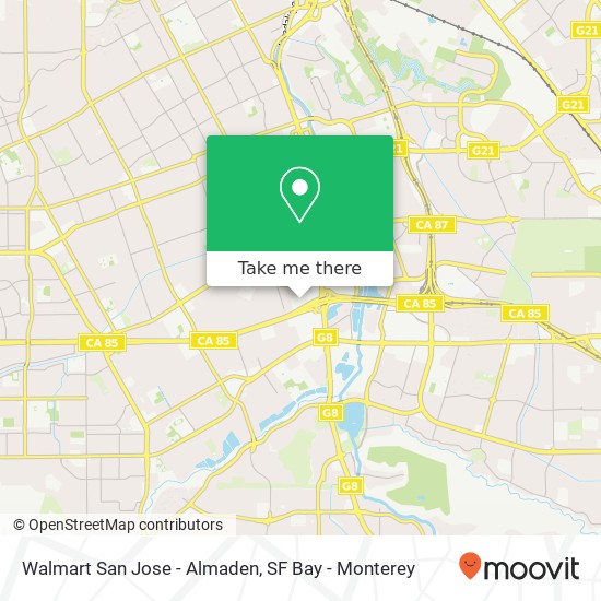 Mapa de Walmart San Jose - Almaden
