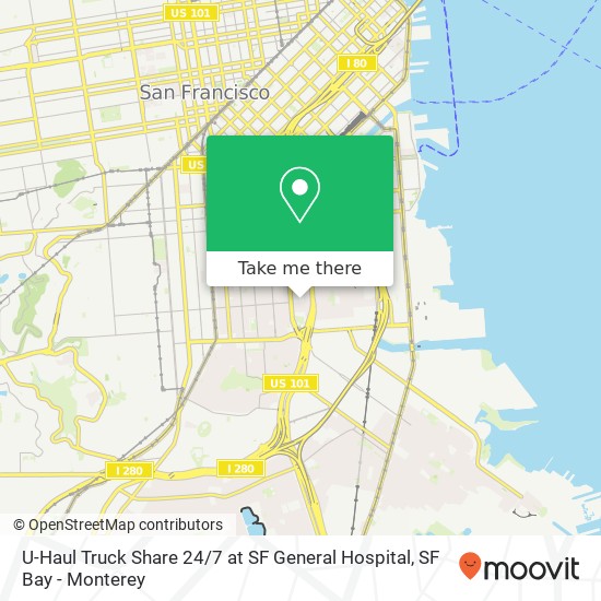 Mapa de U-Haul Truck Share 24 / 7 at SF General Hospital