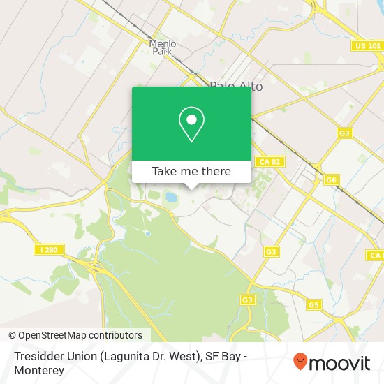 Mapa de Tresidder Union (Lagunita Dr. West)