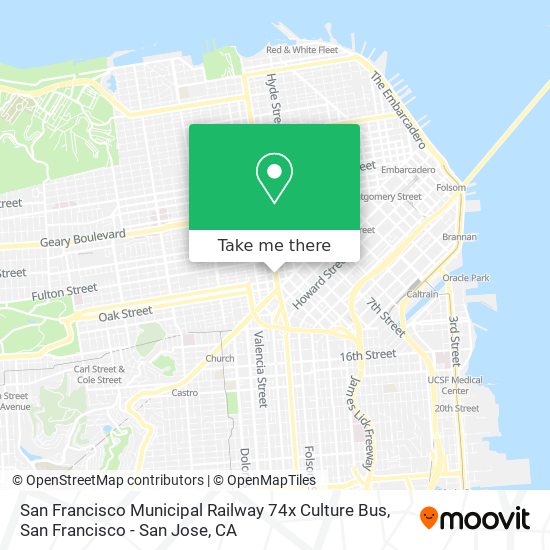 Mapa de San Francisco Municipal Railway 74x Culture Bus