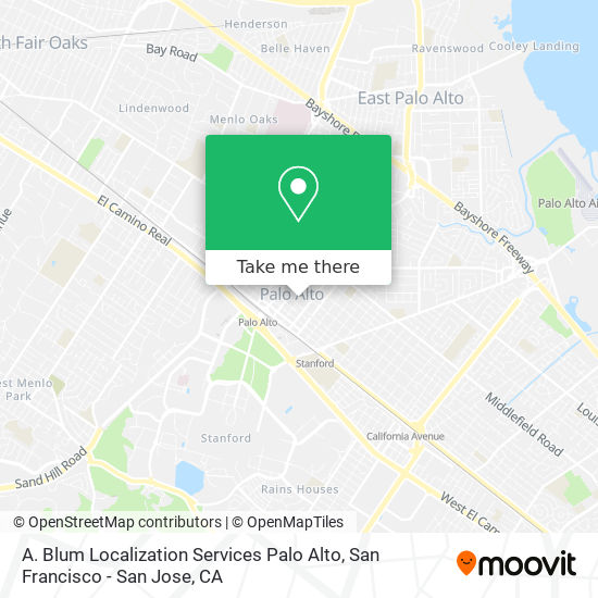 Mapa de A. Blum Localization Services Palo Alto