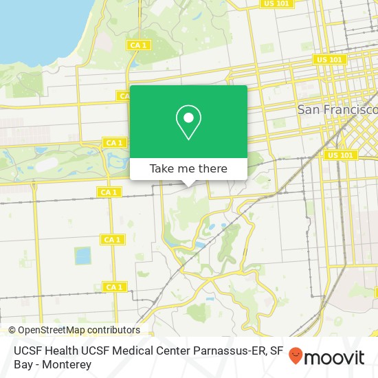 Mapa de UCSF Health UCSF Medical Center Parnassus-ER