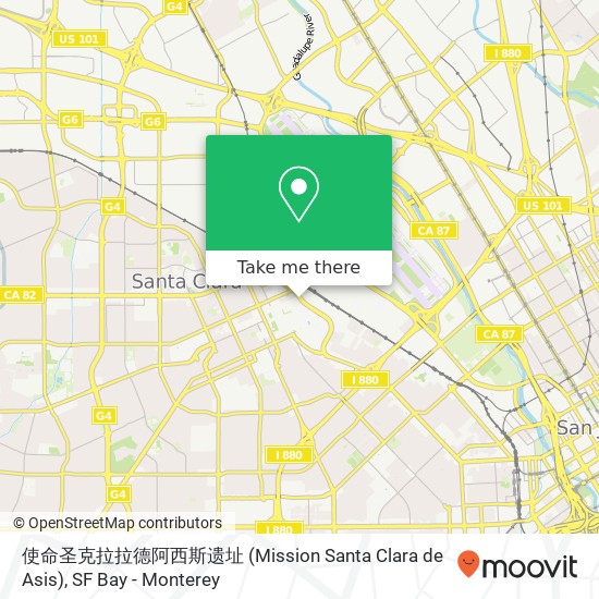 Mapa de 使命圣克拉拉德阿西斯遗址 (Mission Santa Clara de Asis)