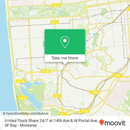 U-Haul Truck Share 24 / 7 at 14th Ave & W Portal Ave map