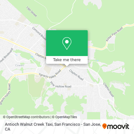 Antioch Walnut Creek Taxi map