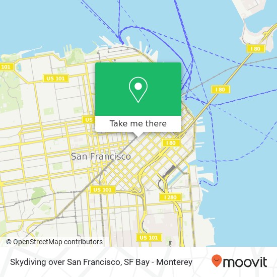 Skydiving over San Francisco map