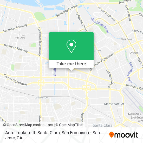 Mapa de Auto Locksmith Santa Clara