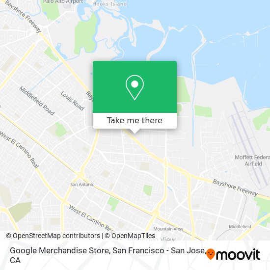 How to get to Google Merchandise Store in San Francisco - San Jose, CA by  Bus, Train or Light Rail?