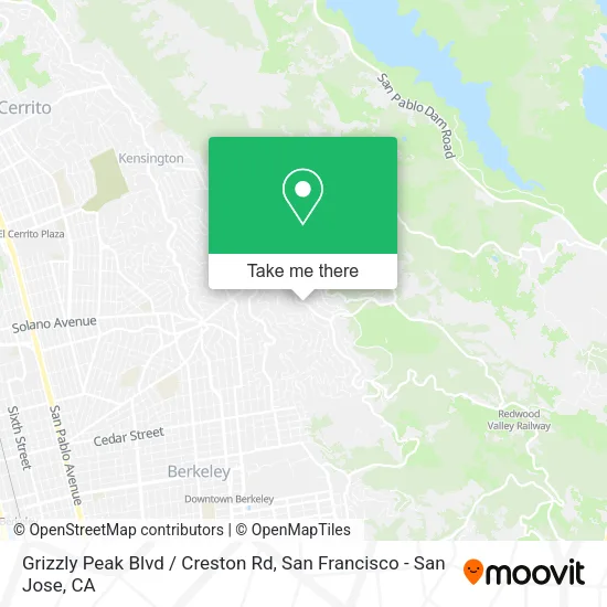 Mapa de Grizzly Peak Blvd / Creston Rd