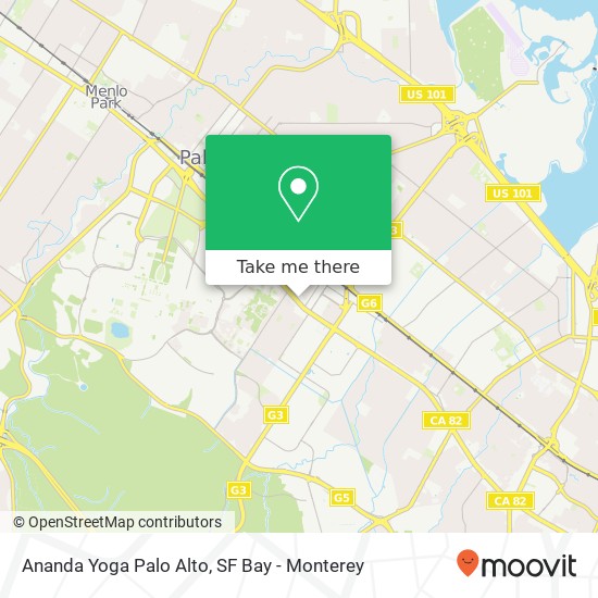 Ananda Yoga Palo Alto map