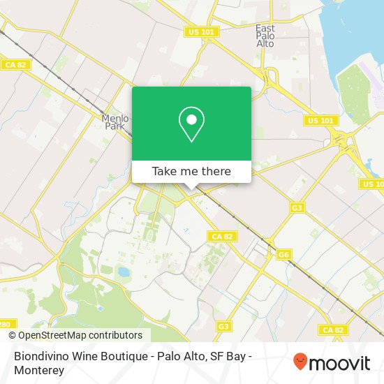 Mapa de Biondivino Wine Boutique - Palo Alto