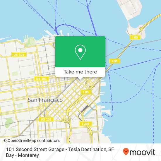 Mapa de 101 Second Street Garage - Tesla Destination