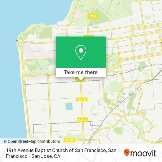 19th Avenue Baptist Church of San Francisco map