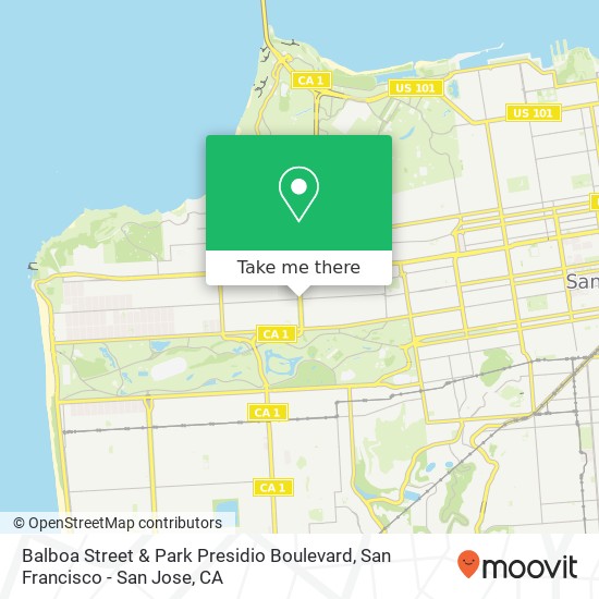 Balboa Street & Park Presidio Boulevard map